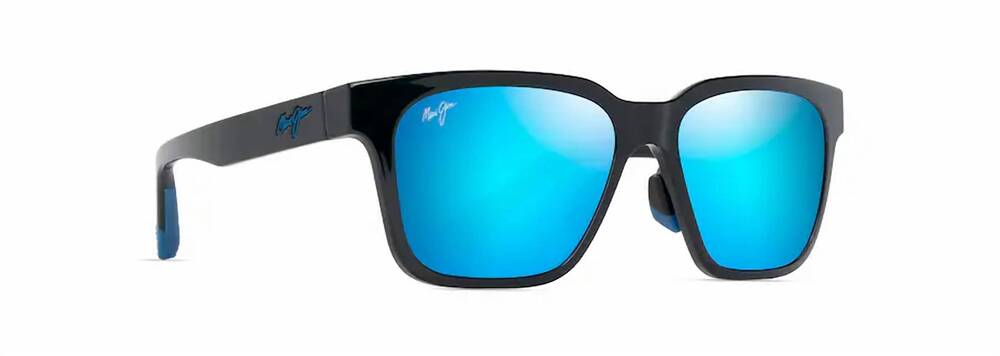 NEW MAUI JIM unisex - punikai sunglasses in shiny black/ blue hawaii maui pure
